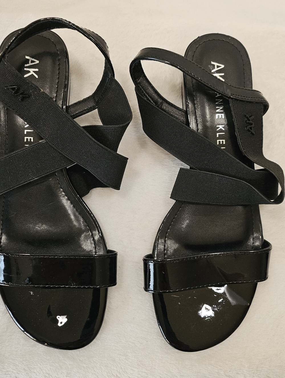Anne Klein Black Patent Strappy Women's Sandals